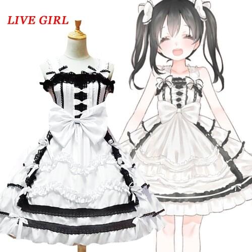 Lovelive Yazawa Nico Anime Cosplay White Ball Gown Maid Dress Gothic Lolita School Students Dresses Adult Costumes for Women