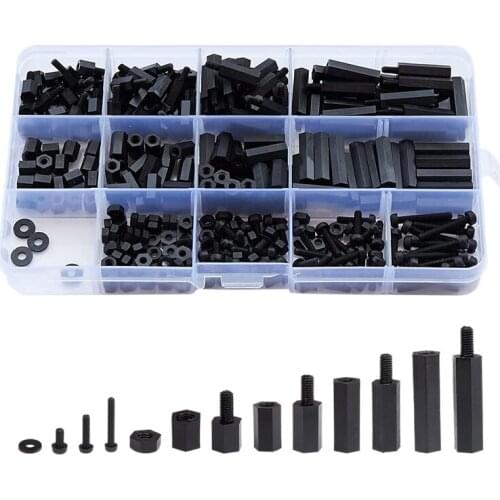 BMBY-320PCS M3 Male Female Nylon Hex Spacer Standoff Screw Nut Threaded Pillar PCB Motherboard Assorted Assortment Kit