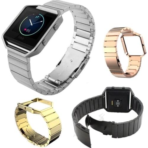 Metal Frame Housing + Stainless Steel Bracelet Strap Band with Magnet Lock for Fitbit Blaze