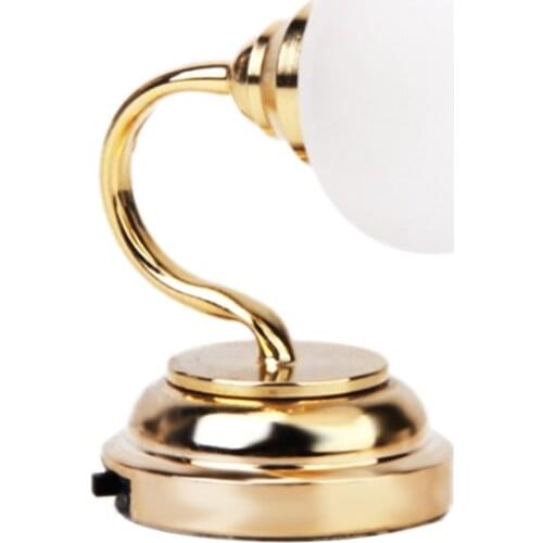 Mini Wall Lamp w/ LED Light Model Floral Lampshade for 1/12 Dollhouse Miniature C5AD