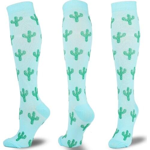 Multi-color Women Men Long Compress Socks Stretch Breathable Outdoor Party Elastic Nursing Calf Socks Female Knee High Stockings