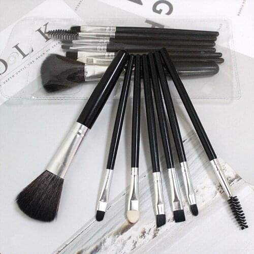 7 Makeup Brushes Set PVC Bag Eyeshadow Loose Powder Brush Blush Brush Spiral Eyelash Brush Sponge Brush Eye Foundation Brush