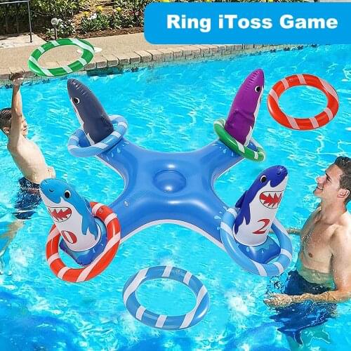 Inflatable Ring Toys Swimming Pool Floating Ring Summer Water Beach Cross Ring Toss Game With 6PCS Rings For Children Adults