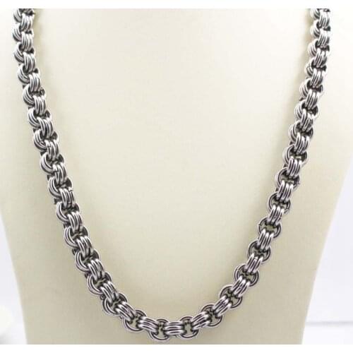 New Arrival Punk Style 316L Stainless Steel Chain Necklace Antique Silver Color Handmade Metal Necklace For Men