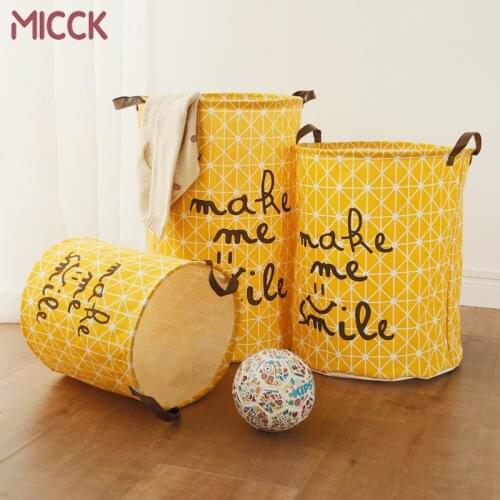 MICCK Organizer Collapsible Fabric Laundry Basket Linen Cotton Laundry Hamper Dirty Large Bag Kids Toy Storage Laundry Products