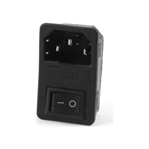 Plastic AC 250V 10A 3 Pin IEC 320 C14 Power Inlet Socket Connector w Fuse Holder