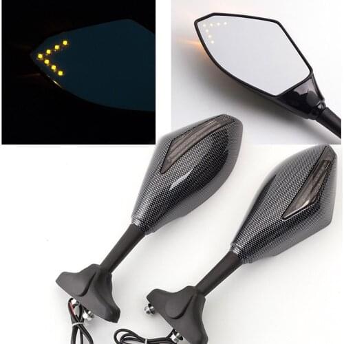 For Honda CBR 600 F3 F2 F4i 929 954 1000 RR Motorcycle Carbon LED Racing Style RearView Turn Signals Integrated Mirrors