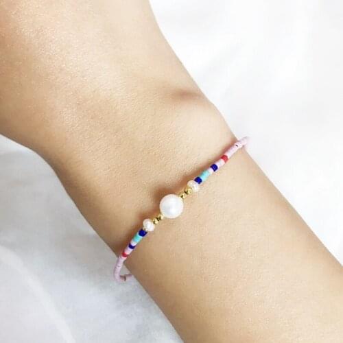 Multi Color Pearl Purple Bracelet For Women Handmade Delica Glass Stone Simple Jewelry Pulseras Enthnic Miyuki Beads Bracelet