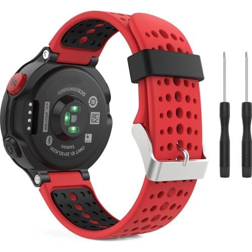 Replacement Silicone Watch Strap Watchbands for Garmin Forerunner 220 235 630 230 620 735XT Smartwatch Band Red with Black