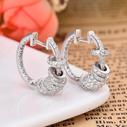 S925 Earring Shine Rhinestone Crystal Drop Earrings For Women (DJ1341)