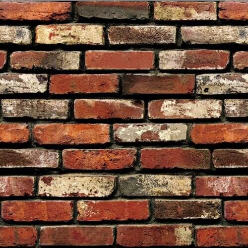 Self Adhesive Easy to Install Faux 3D Textured Red Multicolored Vintage Brick Wallpaper for Home Kitchen Wall
