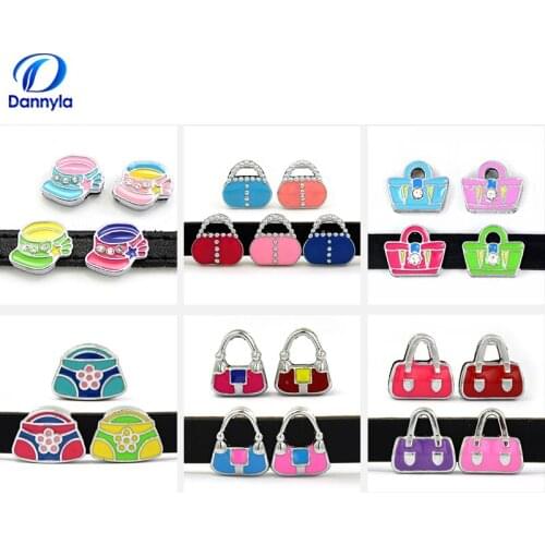 10pcs/lot Wholesale 8mm Mix Style Slide Charms Fit 8mm Wristband Bracelet LSSC01-159