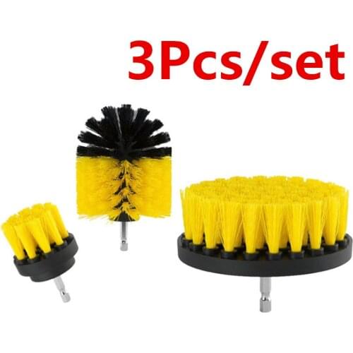 3Pcs/set Electric Scrubber Brush Drill Brush Kit Plastic Round Cleaning Brush for Carpet Glass Car Tires Nylon Brushes