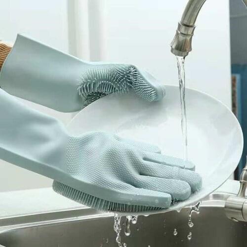 Silicone Waterproof Dishwashing Brush Korea Magic Gloves Housework Latex Cleaning Household Gloves