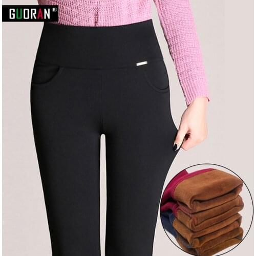 Pants Warm Women Elegant Trousers Elastic Waist Feminino 2016 Winter Thicken fleece Pencil Pants High Waist Office Pants Women