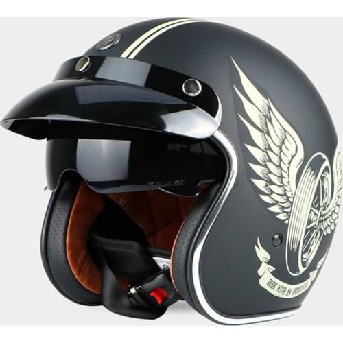 TORC T57 open face helmet Vintage motorcycle helmet Retro 3/4 Lucky star moto casco Motocicleta Capacete with inner visor