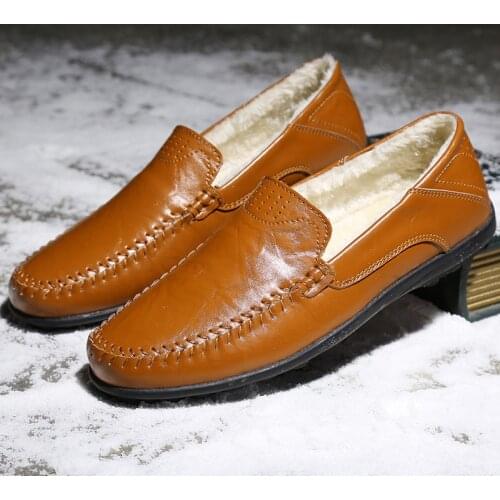 Winter Men Casual Shoes British Plush Male Loafers Driving Doug Shoes High Quality Moccasins Slip-On Big Size Footwear Gommino