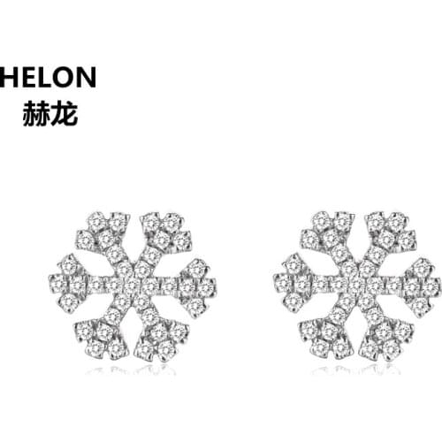 0.24ct SI/H Natural Diamonds Stud Earrings Women Solid 14k White Gold Snowflake Engagement Wedding Anniversary Jewelry