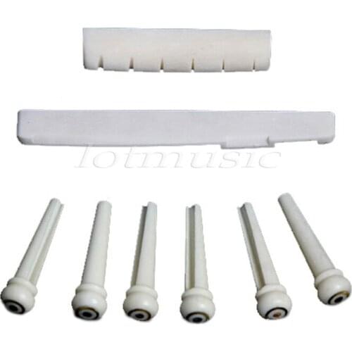 1Sets Of Acoustic Guitar Bone Bridge Pins Saddle Nut