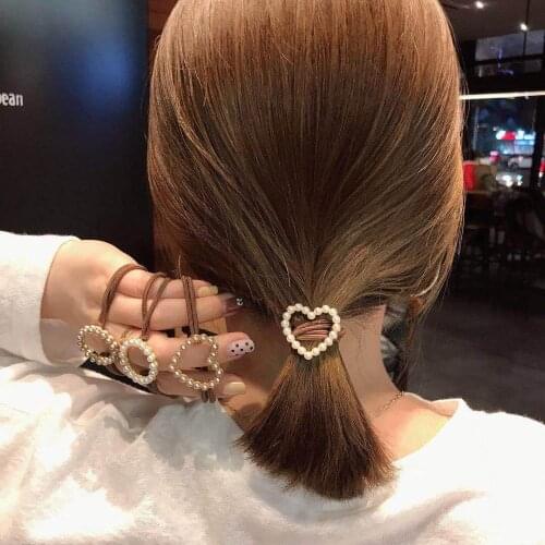 1Pcs Pearl New Love Circle Crystal Hair Rope Tie Spring And Summer Hair Bands Accessories Fashion Children Hair Ornament Popular