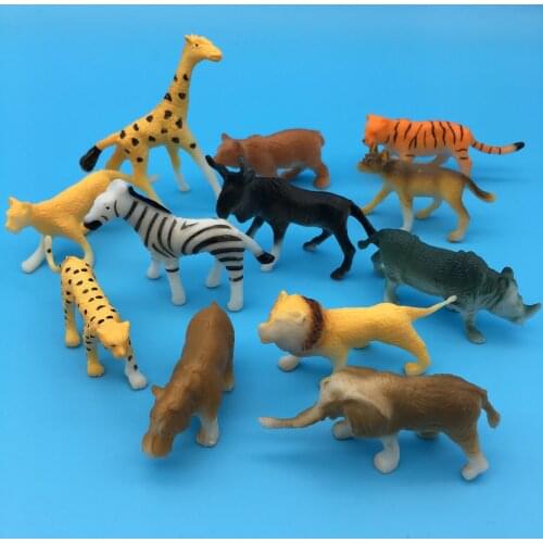12 pcs/set Mini Animal World Zoo Model Figure Action Toys Set Cartoon Simulation Animal Lovely Plastics Collection Toys For Kids