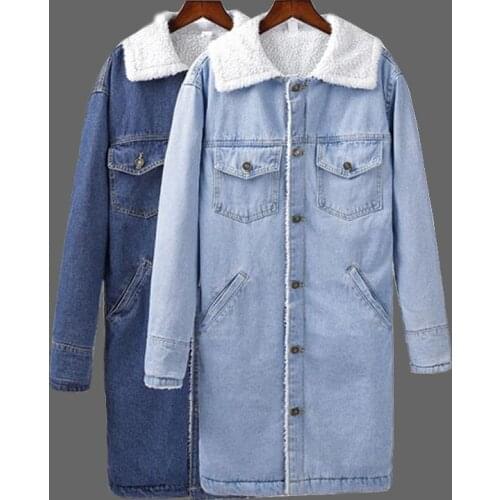 2021 Spring Autumn winter Womens denim Wool Coat New Fashion Long Woolen Coat Loose Type Female Winter Wool Jackets Female Outw