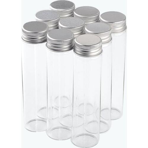 30*120*21mm 60ml Glass Bottles Aluminium Lid Perfume Liquid Container Empty Transparent Clear Gift Wishing Bottles Jars 24pcslot