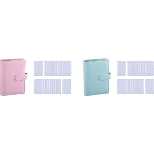 A6 PU Leather Notebook Binder (Mint Blue) Bundle 24 Pieces A6 Pockets