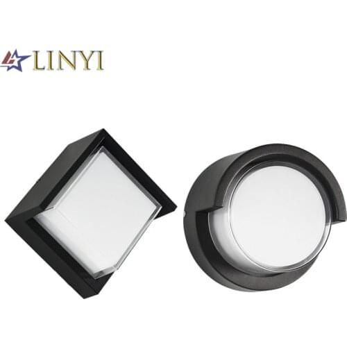 Aluminum Outdoor 12W LED Wall Light Square Round Waterproof IP65 Wall Lamp for Villa Garden Villa Balcony Corridor Porch Lights