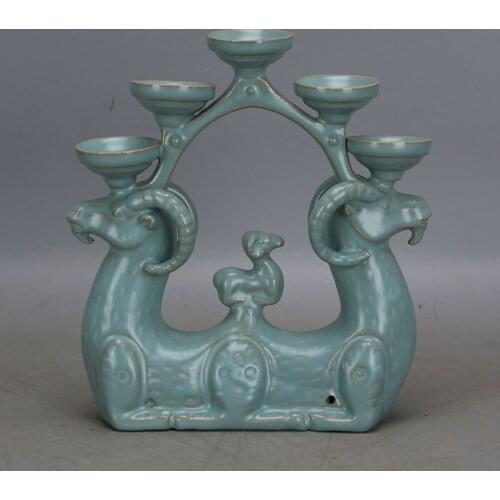 Antique SongDynasty porcelain Three sheep Lamp stand,Blue Glaze Sculpture,hand-painted crafts,Home Decoration /Collection