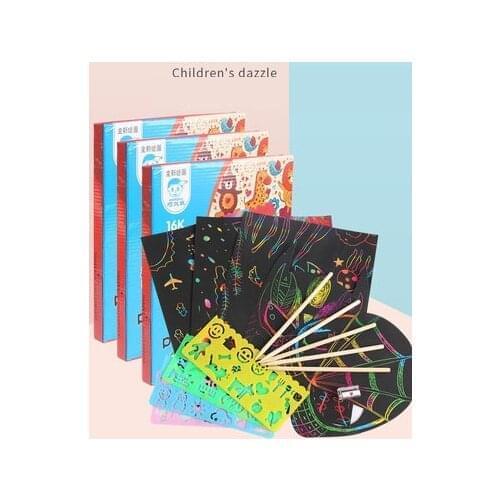 Young children colorful scratching paper 50 100 sheets diy handmade scraping painting non-toxic sand painting color sand