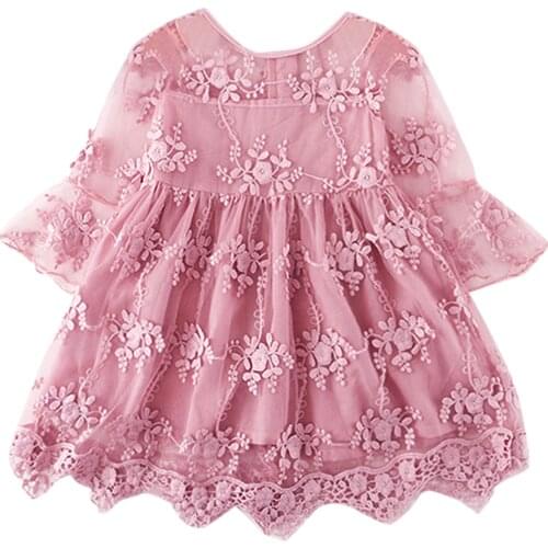 Baby Girl Lace Dress for Kids Long Sleeve Elegant Princess Tulle Dresses 3 8 Years Children Party Clothing Autumn Girls Clothes
