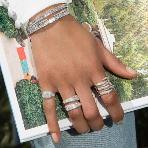 European women luxury jewelry high quality AAA+ sparking bling cz jewelry wedding engagement cz bangle ring jewelry set