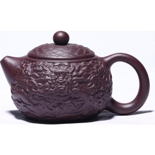 Purple Clay Teapot Gift Original Ore Old Purple Clay Dragon Carving Xishi Kungfu Tea Set Teapot Household Teapot