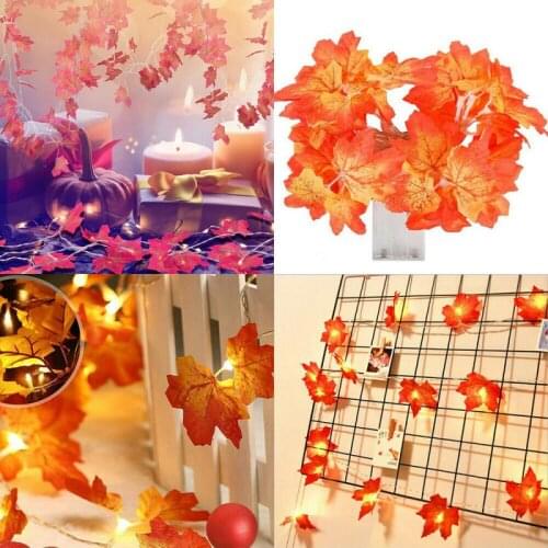 Fairy String Lights 10/20/40 LED Fall Maple Leaves Fairy String Light Autumn Leaf Lamp Garland Home Party Halloween Decoration
