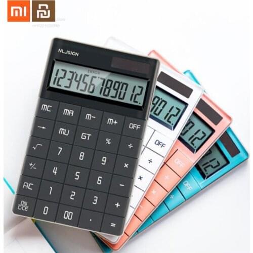 New xiaomi mijia calculator 12-bit dual power flat panel button for arithmetic 4 color computer smart home