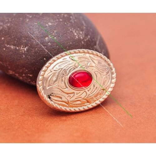 10X 35X24MM Cowboy Gold Plated Red Bead Prairie Dust Leathercraft Bridle Headstall Belt Hardware Concho Screwback