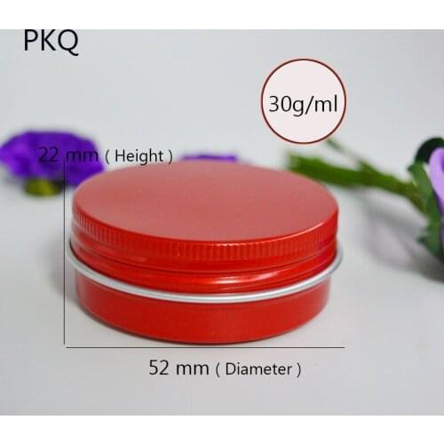 30pcs/lot Red Aluminium jars cream jars with screw lid,cosmetic case jar,30g 30ml aluminum tins, makeup aluminum containers