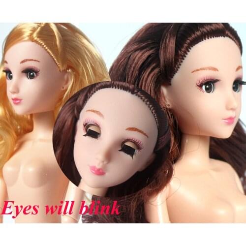 Blink eyes Doll / 4D Eyes Real Eyeslash Nude Naked doll Toy / 12 Joint Moveable / Head & Body For 1/6 Fashion Doll Baby Toys