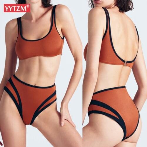 Sexy Bikini Push Up Swimwear Women Patchwork Biquinis Sports bra Halter Swimsuit Swimming Bathing Suit Bandage Bikinis Set