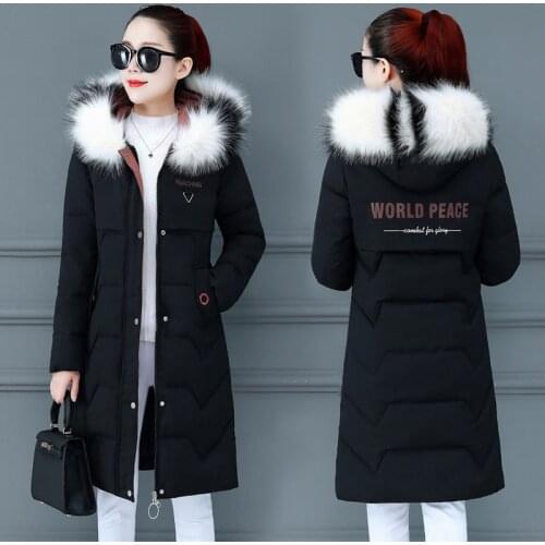 2020 New Winter Jacket Women Long Parka Warm Fur Collar Hooded Overcoat Female Thick Parkas Cotton Padded Jacket Outwear P976