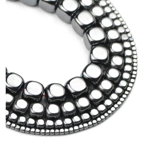 Square Cube Black Hematite Natural Stone spacer 2/4/6/8mm Loose beads For Jewelry making bracelets Necklace DIY accessories