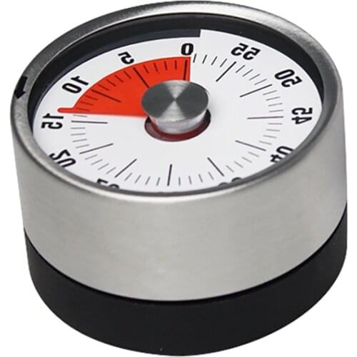 Magnetic Kitchen Timer Mechanical Cooking Alarm Counter Clock Baking Reminder Mini Round Shape Stainless Steel Manual Countdown