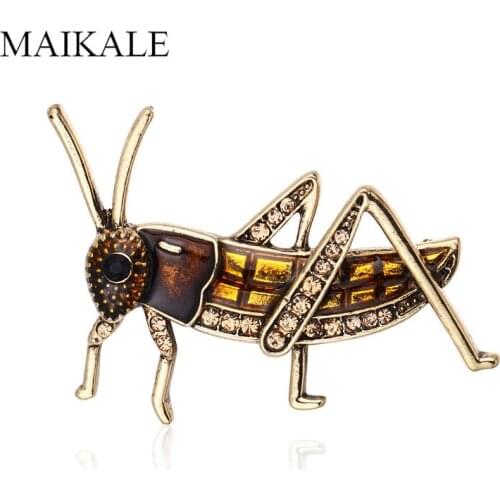 MAIKALE Crystal Insect Brooch Pins Grasshopper Broches Locust Brooches for Women Kids Girls Shirt Suit Bag Accessories Gifts