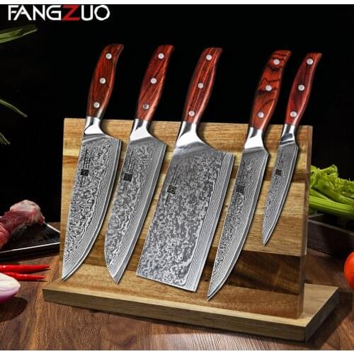 FANGZUO Chef Knife Set 5 Pcs 67 Layers Damascus Steel Cooking Kitchen Knife Set Japan Ultra Sharp Fruit Meat Vegetables Knives