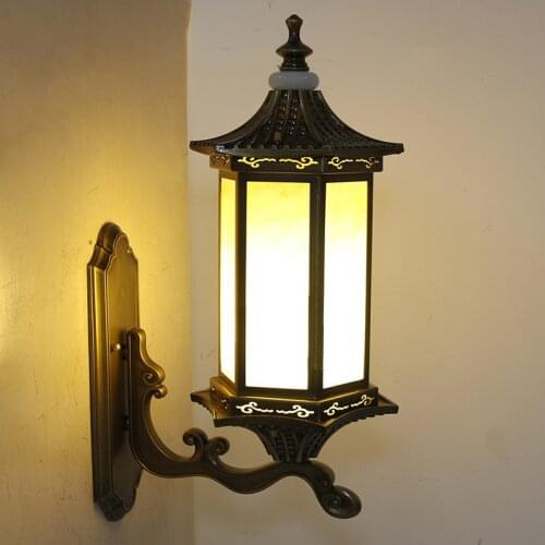 Outdoor Led Wall Lamp New Chinese Hexagonal Eave Wall Lamp Imitation Marble Outdoor Waterproof Subway Lamp