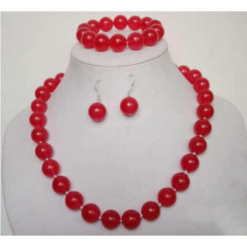 Charming!10mm red ruby necklace bracelet earring set
