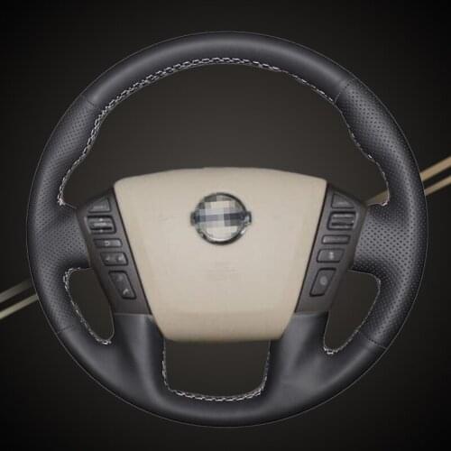 Car Braid On The Steering Wheel Cover for Nissan Patrol Armada NV Cargo NV Passenger (US) Titan Infiniti QX56 QX80 Auto Covers