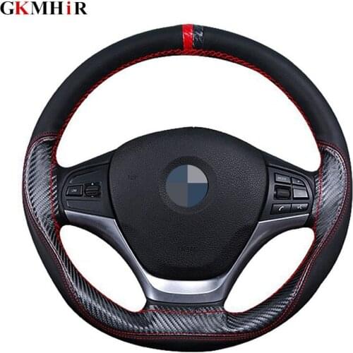Steering Wheel Cover Braid soft Artificial Leather on the steering-wheel Universal 38cm Needle and Thread Interior accessories