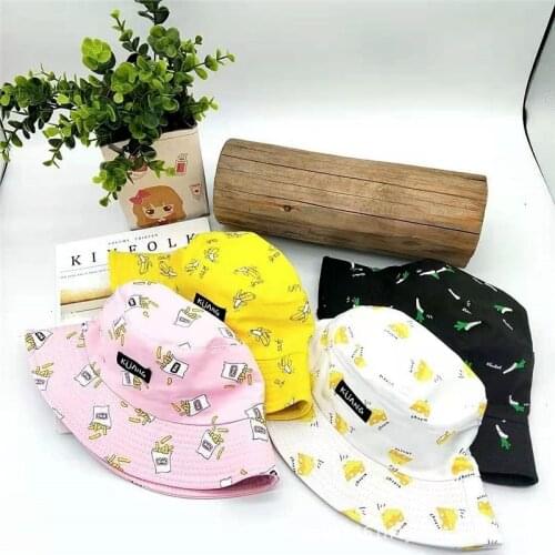 Panama Bucket Hat Men Women Summer Bucket Cap Banana Print Yellow Hat Hat Hip Hop Gorros Fishing Fisherman Hat
